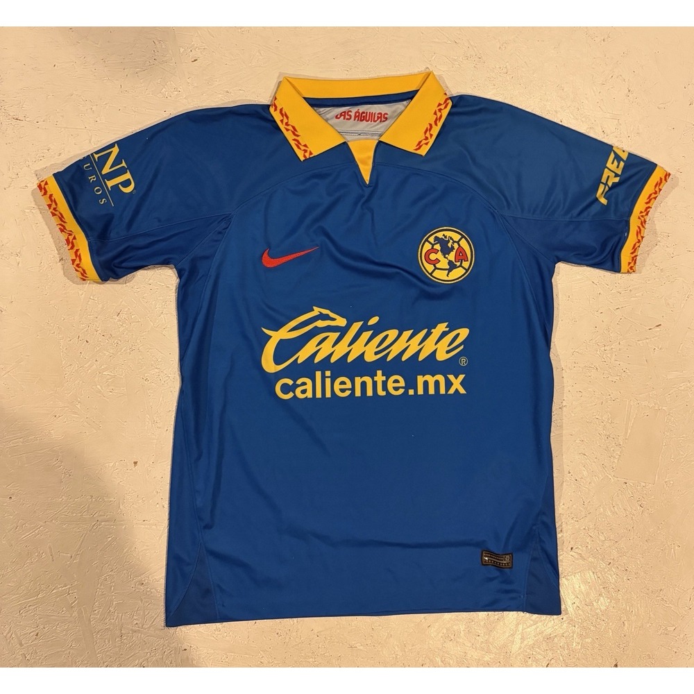 Nike Club America Soccer Jersey Mens Small Blue Away Caliente Corona 2023/24